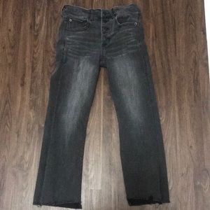 American eagle distressed hem black washed jeans